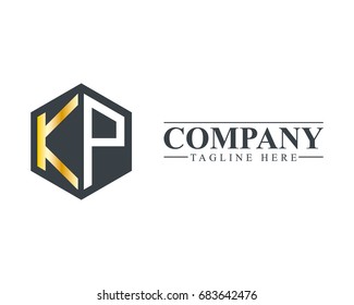 Initial Letter KP Hexagonal Design Logo