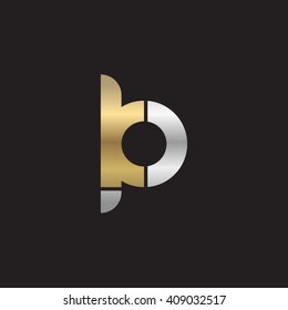 initial letter kp linked round lowercase logo gold silver black background