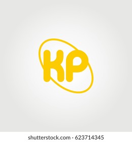 initial letter kp logo yellow on white background