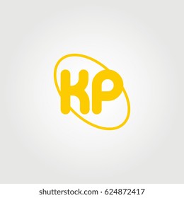 initial letter kp logo yellow on white background
