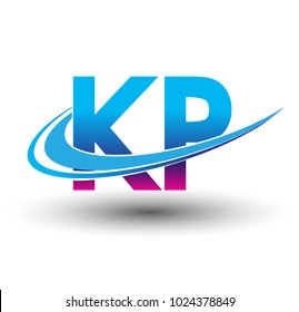 initial letter KP logotype company name colored blue and magenta swoosh design. vector logo for business and company identity.

