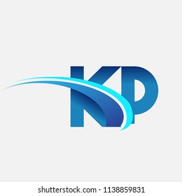 initial letter KP logotype company name colored blue and swoosh design. vector logo for business and company identity.

