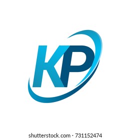 initial letter KP logotype company name colored blue swoosh design concept. vector logo for business and company identity.