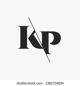 Initial Letter KP Monogram Sliced. Modern logo template isolated on gray background