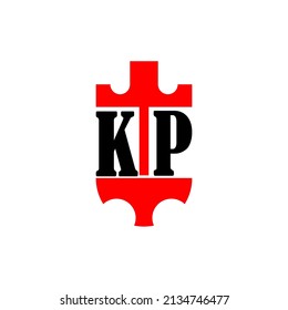 Initial letter KP red crown shield simple logo. Minimal and unique.