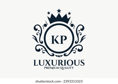 Initial  Letter KP Royal Luxury Logo template in vector art for luxurious branding  vector illustration.