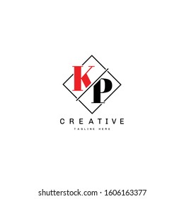 Initial Letter KP Sliced Uppercase Modern Logo Design