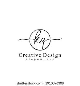 Initial letter KQ calligraphy handwritten logo. Handwritten alphabet in the logo template. Letters and Alphabet for your logo design.