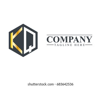 Initial Letter KQ Hexagonal Design Logo
