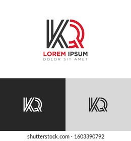 Initial Letter KQ linked uppercase overlap modern logo design template. Suitable for business, consulting group company