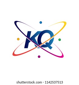 initial letter KQ logotype science icon colored blue, red, green and yellow swoosh design. vector logo for business and company identity.
