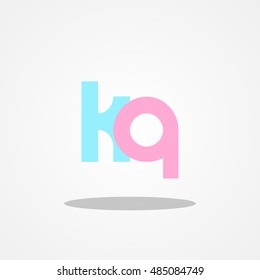 Initial letter KQ lowercase logo design template blue turquoise pink baby