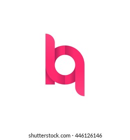 initial letter kq modern linked circle round lowercase logo pink