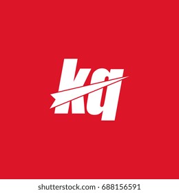 initial letter kq white flat logo vector in red background