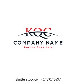 Initial letter KQC, overlapping movement swoosh horizon logo company design inspiration in red and dark blue color vector
