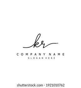Initial letter KR calligraphy handwritten logo. Handwritten alphabet in the logo template. Letters and Alphabet for your logo design.