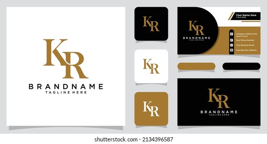 Initial Letter KR Logo Design vector Template with business card design