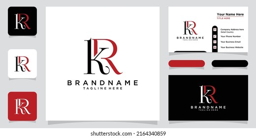 Initial Letter KR Logo Design vector Template with business card design