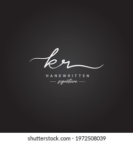 Initial Letter KR Logo - Handwritten Signature logo