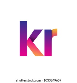 Initial Letter KR Logo Lowercase, magenta and orange, Modern and Simple Logo Design.