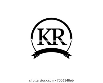 initial letter KR logo monogram retro black