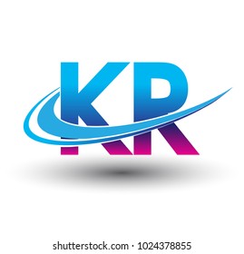 initial letter KR logotype company name colored blue and magenta swoosh design. vector logo for business and company identity.
