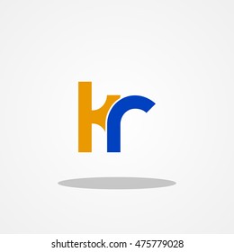 Initial letter KR lowercase logo design template orange blue