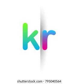 Initial Letter KR Lowercase Logo green, pink and Blue, Modern and Simple Logo Design.