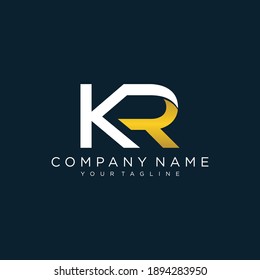 Initial Letter KR or RK typography logo design vector