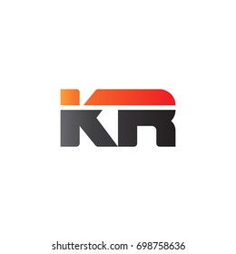 Initial letter KR, straight linked line bold logo, gradient fire red black colors