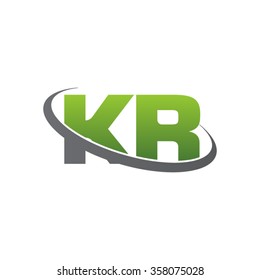 initial letter KR swoosh ring company logo green gray
