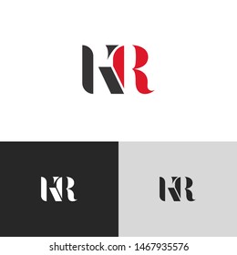 Initial Letter kr uppercase modern logo design template elements. red letter Isolated on black white grey background. Suitable for business, consulting group company.