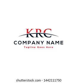 Initial letter KRC, overlapping movement swoosh horizon logo company design inspiration in red and dark blue color vector