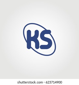 initial letter ks logo blue on white background