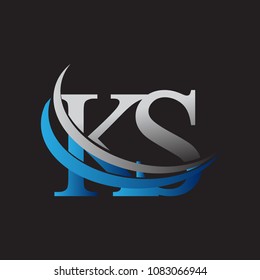 initial letter KS logotype company name colored blue and grey swoosh design. vector logo for business and company identity.
