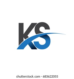 initial letter KS logotype company name colored blue and grey swoosh design. vector logo for business and company identity.
