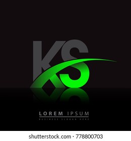 initial letter KS logotype company name colored green and black swoosh design. vector logo for business and company identity.
