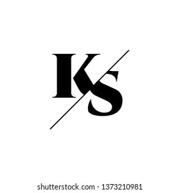 Initial Letter KS Monogram Sliced. Logo template isolated on white background