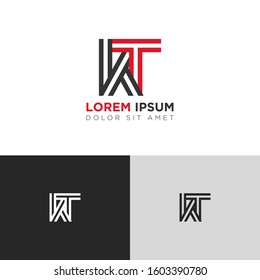 Initial Letter KT linked uppercase overlap modern logo design template. Suitable for business, consulting group company