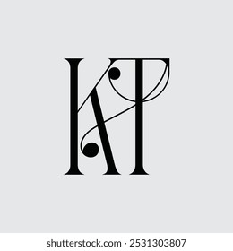 Letra inicial KT design do logotipo 