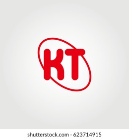 initial letter kt logo red on white background