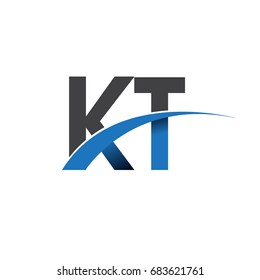initial letter KT logotype company name colored blue and grey swoosh design. vector logo for business and company identity.
