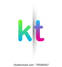 Initial Letter KT Lowercase Logo green, pink and Blue, Modern and Simple Logo Design.