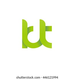 initial letter kt modern linked circle round lowercase logo green