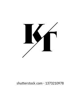 Initial Letter KT Monogram Sliced. Logo template isolated on white background