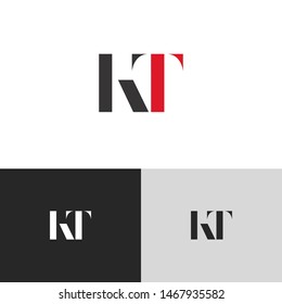 Initial Letter kt uppercase modern logo design template elements. red letter Isolated on black white grey background. Suitable for business, consulting group company.