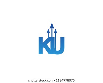 Initial Letter KU Arrow Chart Finance Business