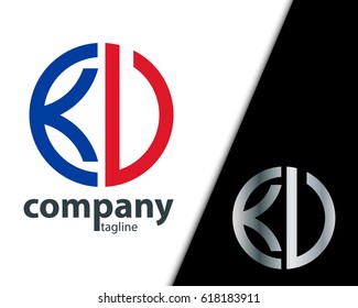Initial Letter KU KV With Linked Circle Logo