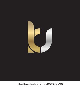 initial letter ku linked round lowercase logo gold silver black background