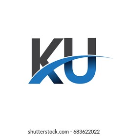 initial letter KU logotype company name colored blue and grey swoosh design. vector logo for business and company identity.
